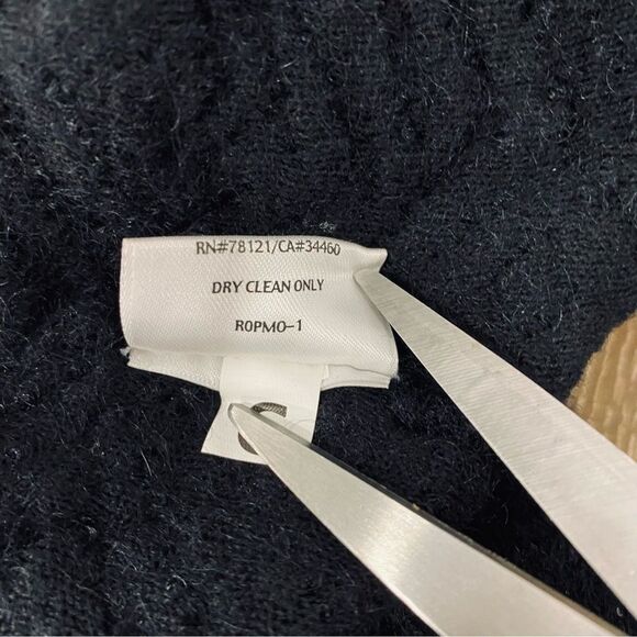 EILEEN FISHER S Black Cats Mohair Moto Sweater Jacket Asymmetrical Zip: Flaw - Picture 13 of 16